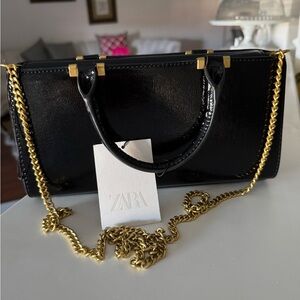 Zara Black and Gold chain Women's Bag